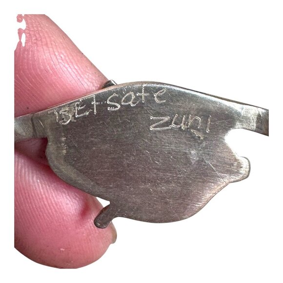 Zuni Beverly Etsate Turquoise Corn Maiden Carved Cuff Bracelet Sterling Silver - Picture 3 of 6